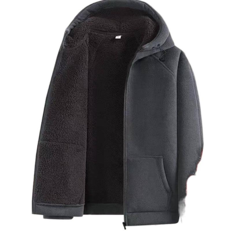 Giacca con cappuccio in pile invernale da uomo - Nuovo stile Cardigan caldo in velluto ispessito