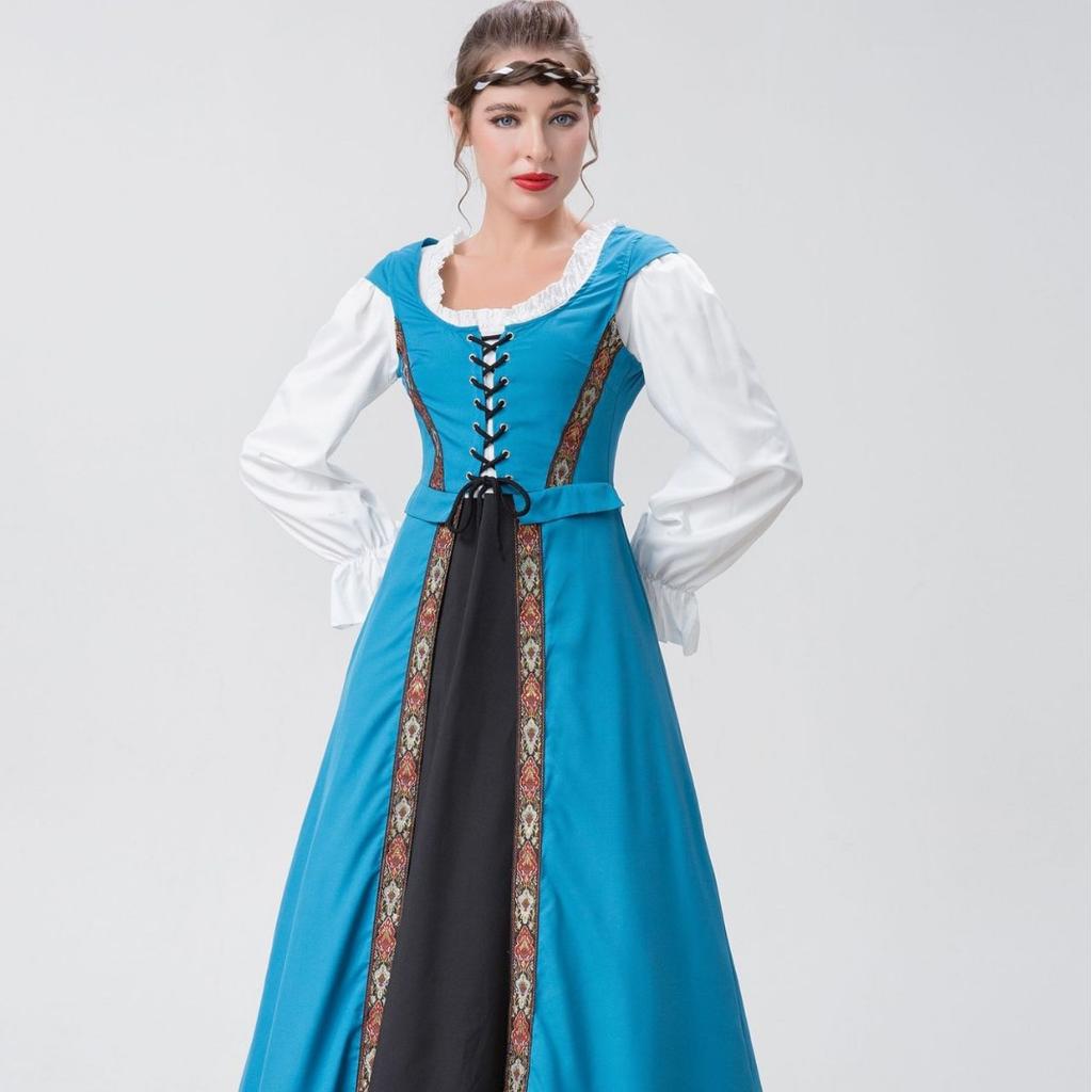 Halloween-Kostüme, Vintage-Hofstil, Hexenkleider, lange Röcke, französische Darbietungen, mittelalterliche Literatur, europäische Pastoralkunst