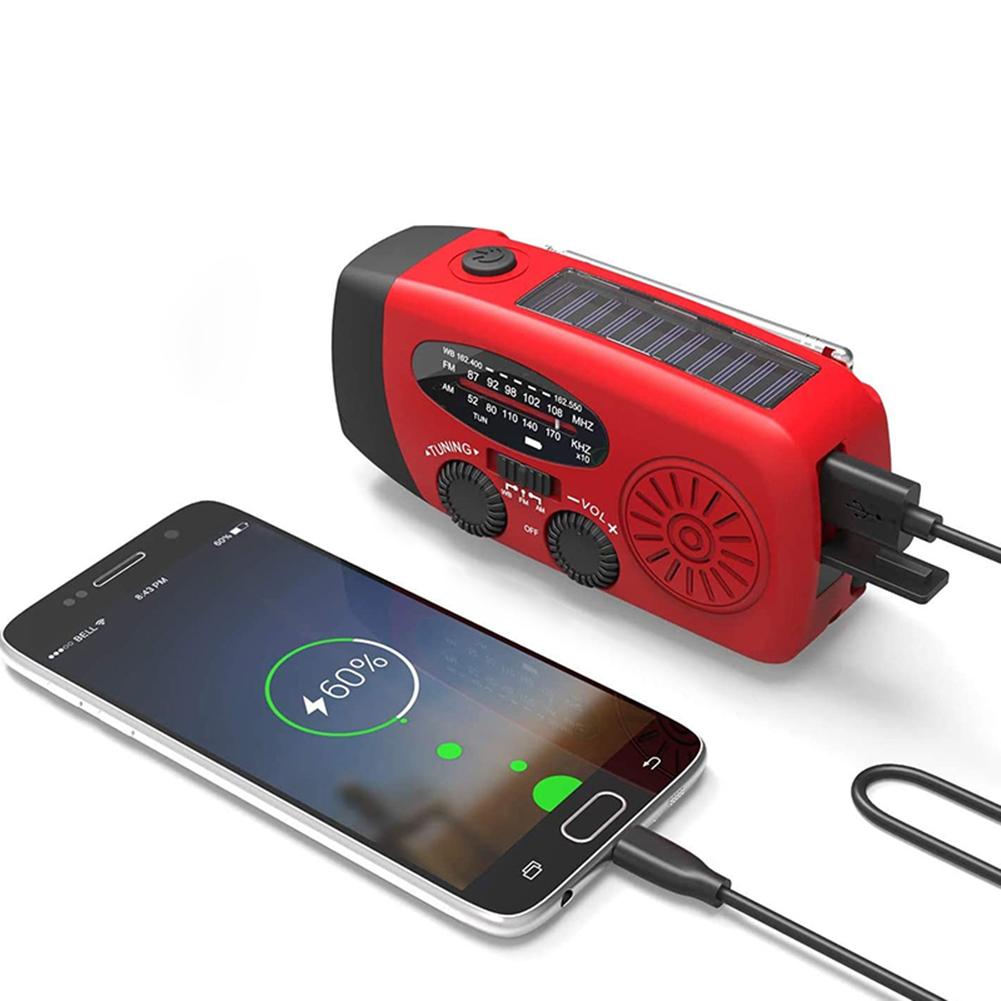Hand Crank Emergency Radio Solar Powered Radio with LED Flashlight AM/FM Radio Solar Radio for Outdoor Camping and Emergency