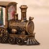 Creative Gold-Brushed Christmas Locomotive Ornament with Luminous Water-Filled PVC Night Light