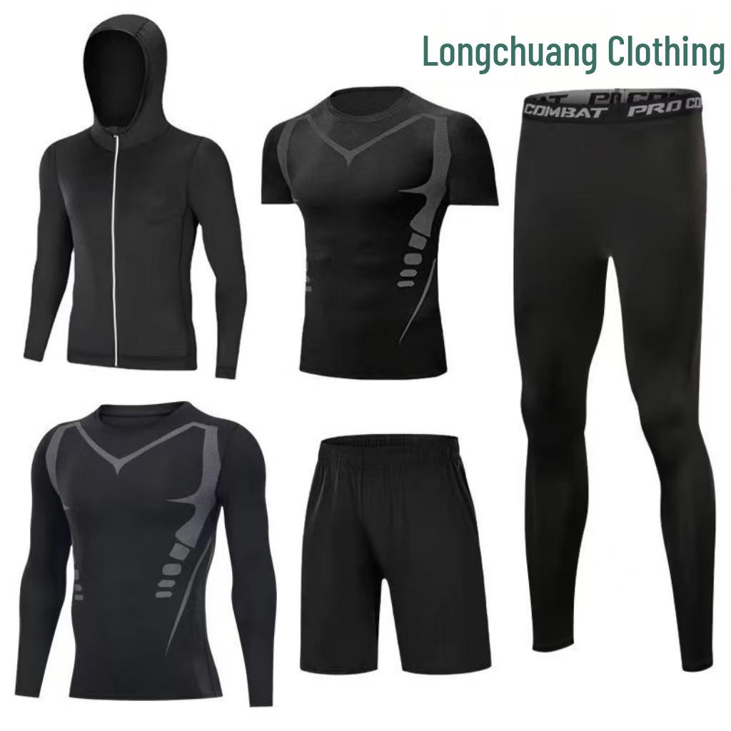 Men's Sci-Fi High Elasticity Quick-Dry Sports Set - Breathable, Tight Fit for Running & Basketball