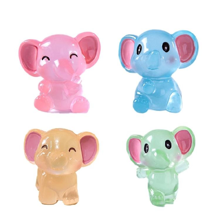Resin Figurines Miniatures Elephant Glowing At Night Fairy Garden Decoration