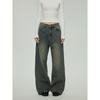 Black of Exit Simple Basic Retro Distressed Trousers Trendy Brand High Street Autumn and Winter New Straight-Leg Jeans