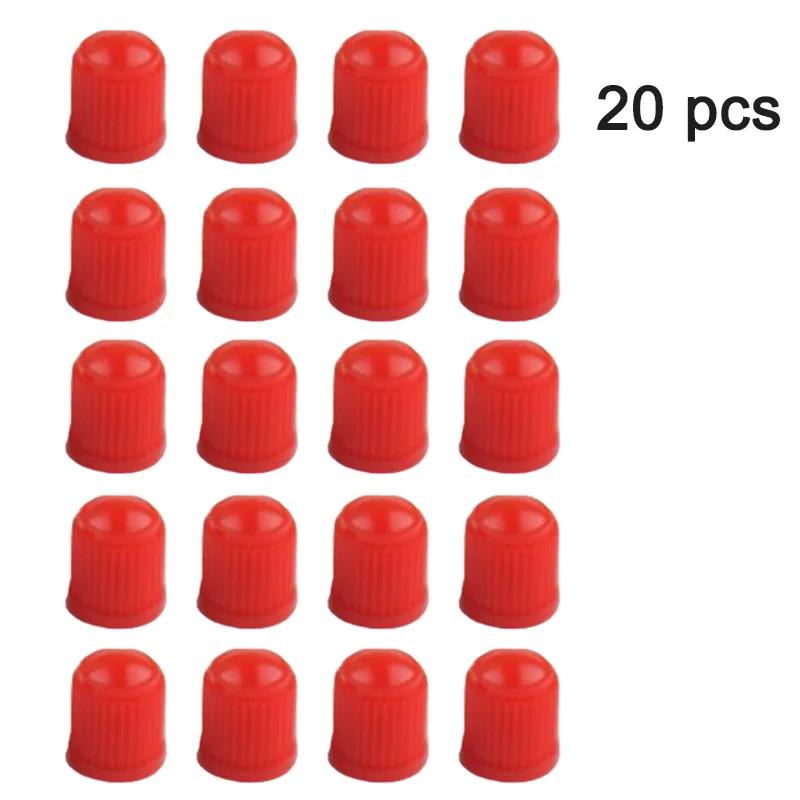 20Pcs Tire Air Valve Caps Plastic Dustproof Wheel Valve Caps Car Tire Valve Caps Auto Bike Bicycle Truck Motorcycle Accessories красный