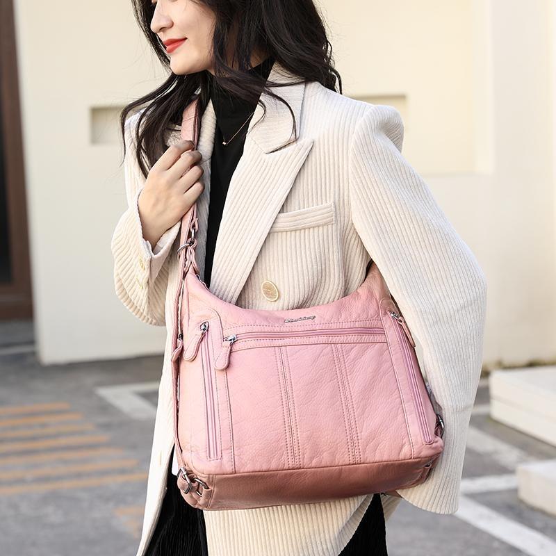 2025 New Large Capacity Middle Aged Women's Bag Multi Layer Lightweight Mother Bag Pu Leather Crossbody Bag Multifunction Shoulder Bag