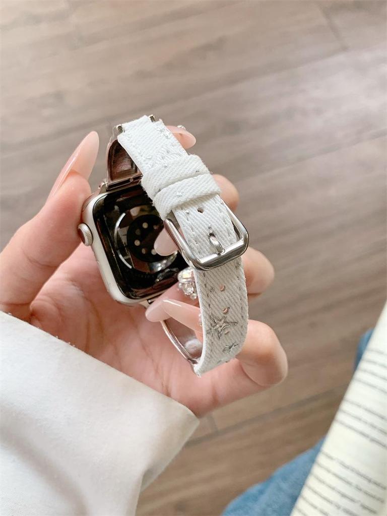 Star Denim Watch Strap for Apple 11th Gen, Huawei GT6, and Xiaomi 9 Pro Female Models