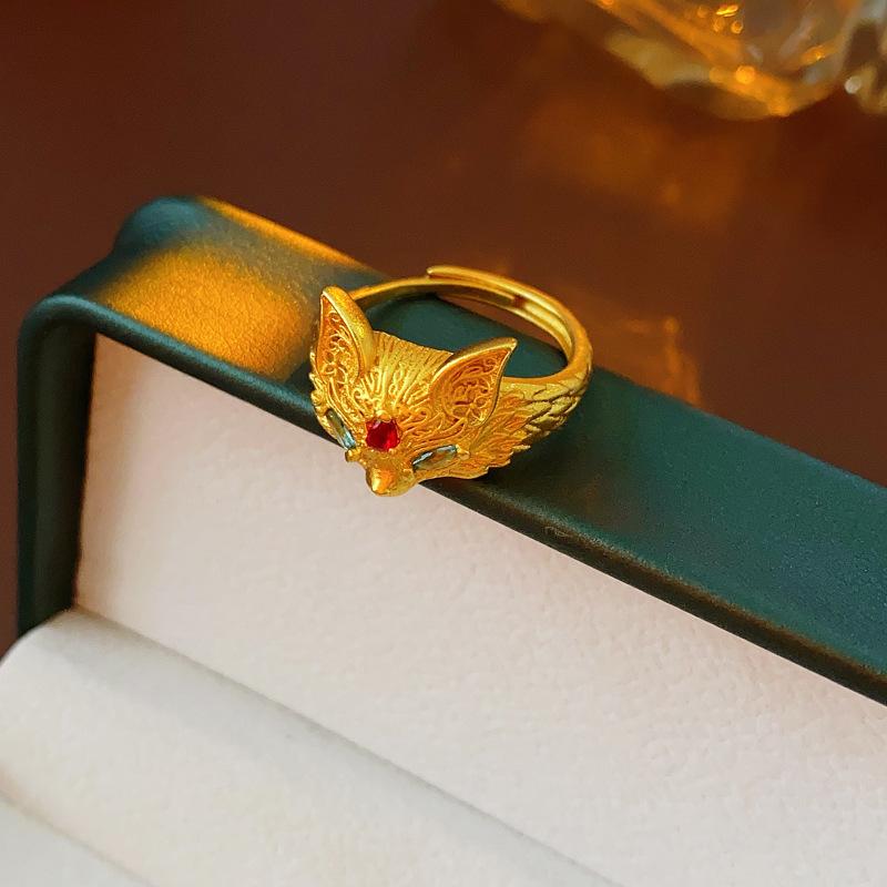 Female New Chinese Style National High End Exquisite Fox Opening Ring