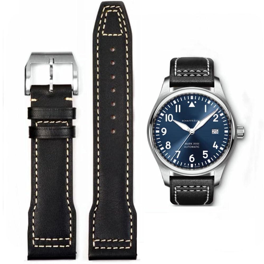[HEYOZURY] IWC Watch Strap 20mm 21mm Genuine Leather Watch Band Original IWC Pilot Series Mark XVIII IW327004377714387903377709 Watch Strap Leather
