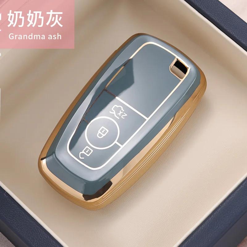 Styling Mouldings Car Key Case Cover Protect Shell Bag For Ford Fusion Mustang Explorer F150 F250 F350 EcoSport Edge S-MAX Range