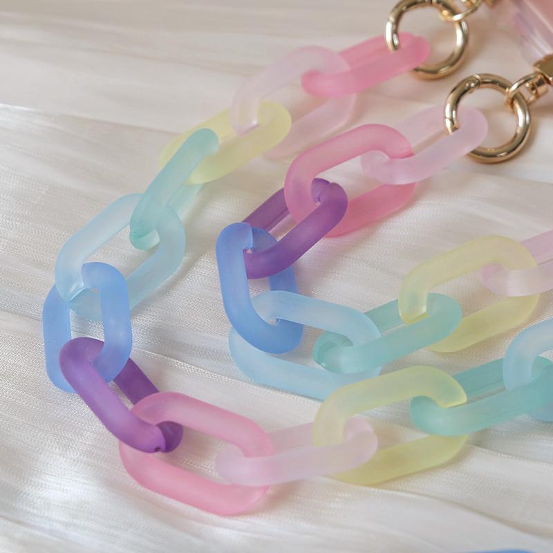 New Phone Accessory Cellphone Part Chain Anti Lost Universal Candy Rainbow Shoulder Neck Crossbody Phone Strap Case Holder Chain