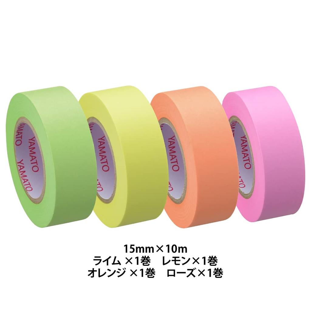 Yamato Roll Sticky Notes Roll Tape 15mm 4 4 Rose Refill, width, rolls, colors Lime, Lemon, Orange, (YRK-15-4C)
