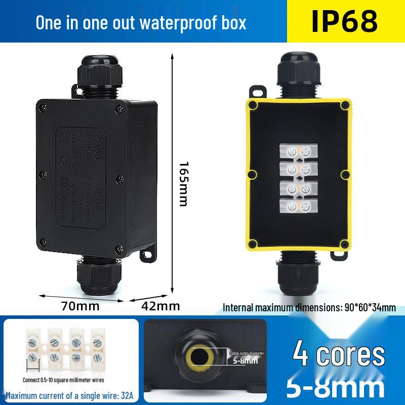 Outdoor IP68 Rainproof Plastic Junction Box with Terminal Block for PC Rooms & Street Lighting