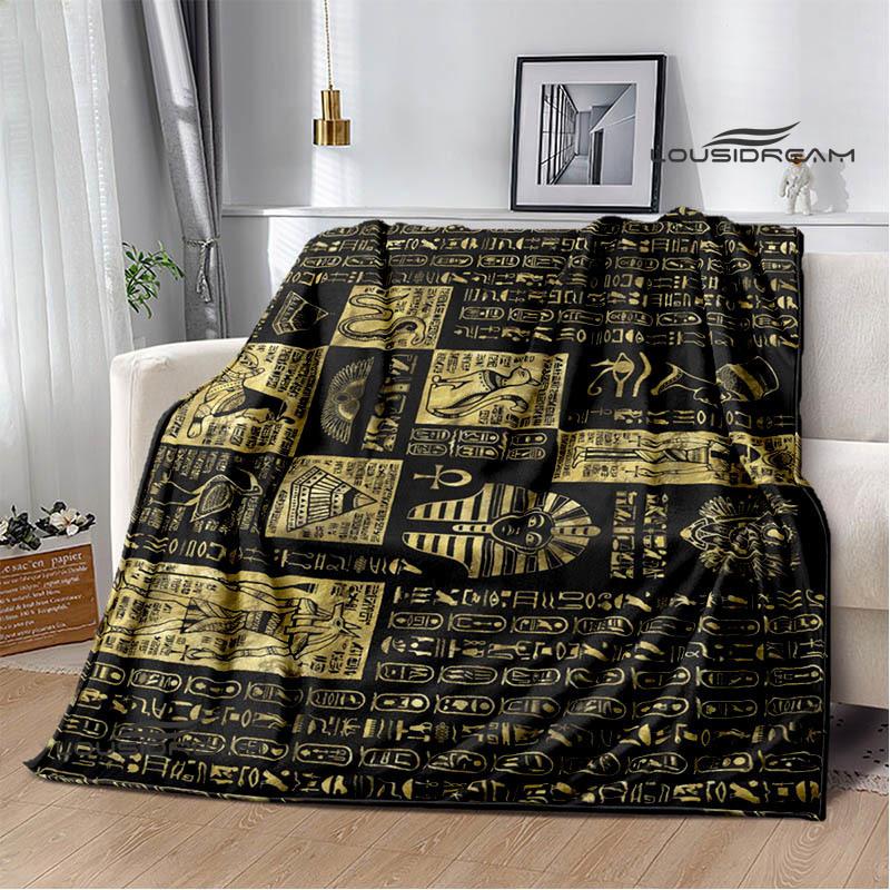Egyptian pictograph symbol printed blanket Picnic blanket Warm Flannel blankets Home bed linings blankets for beds Birthday Gift