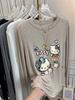 Korean Cartoon Print Round Neck Long Sleeve T-shirt for Spring/Autumn