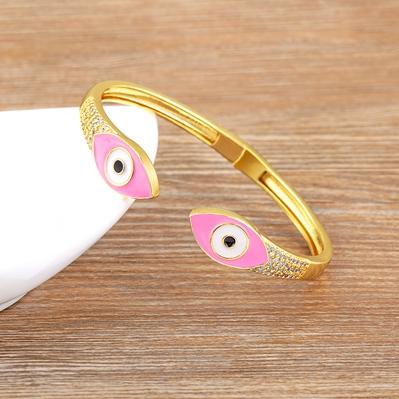 Nidin High Quality Lucky Evil Eye Bangles Bracelets for Women Girl Mutiltype Classic Colorful Enamel Boho Adjustable Jewelry