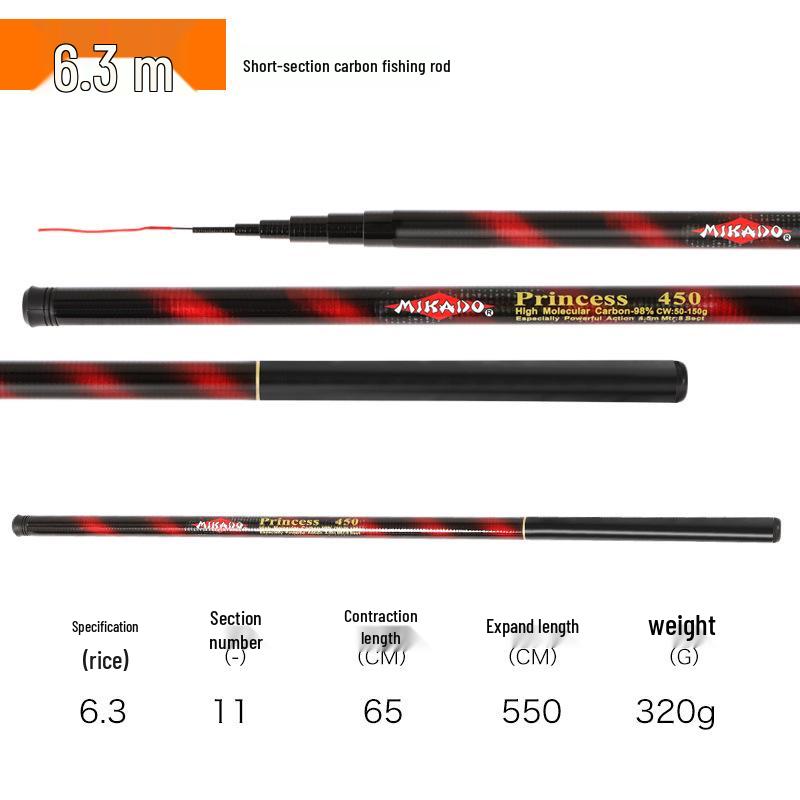 Portable Carbon Fiber Fishing Rod with Landing Net for All Waters