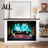 Autocolant de perete cu flacără de șemineu, flexibil, tăiat la dimensiune, Autocolant cu fundal european vintage, Decor autoadeziv pentru living confortabil, Frescă impermeabilă pentru sufragerie