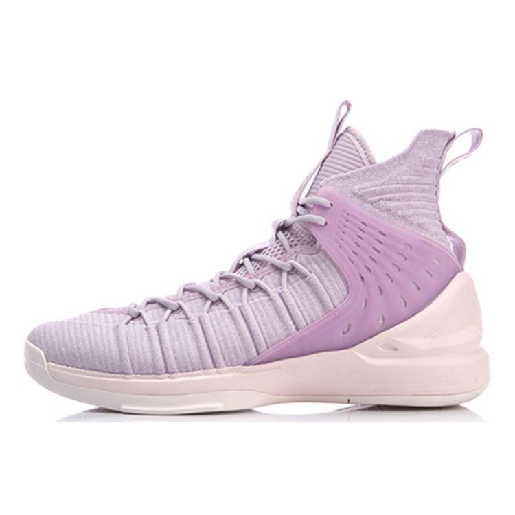 New LINING Vintage Basketball Shoes Men High Top Pink Purple ABAN075-6