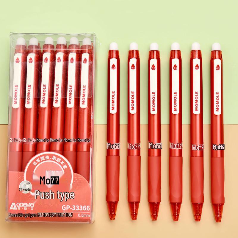 Schwarzer, Blauer, Roter löschbarer Klick-Gelstift 0,5 mm – Momele Studenten Edition