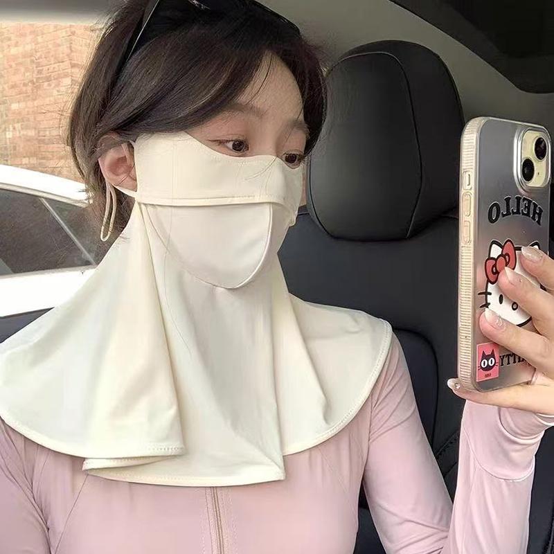 Summer Ice Silk Sun Protection Mask For Women Upf50+ Anti-Uv Scarf Outdoor Cycling Hiking 360Fahrenheitace Neck Cover