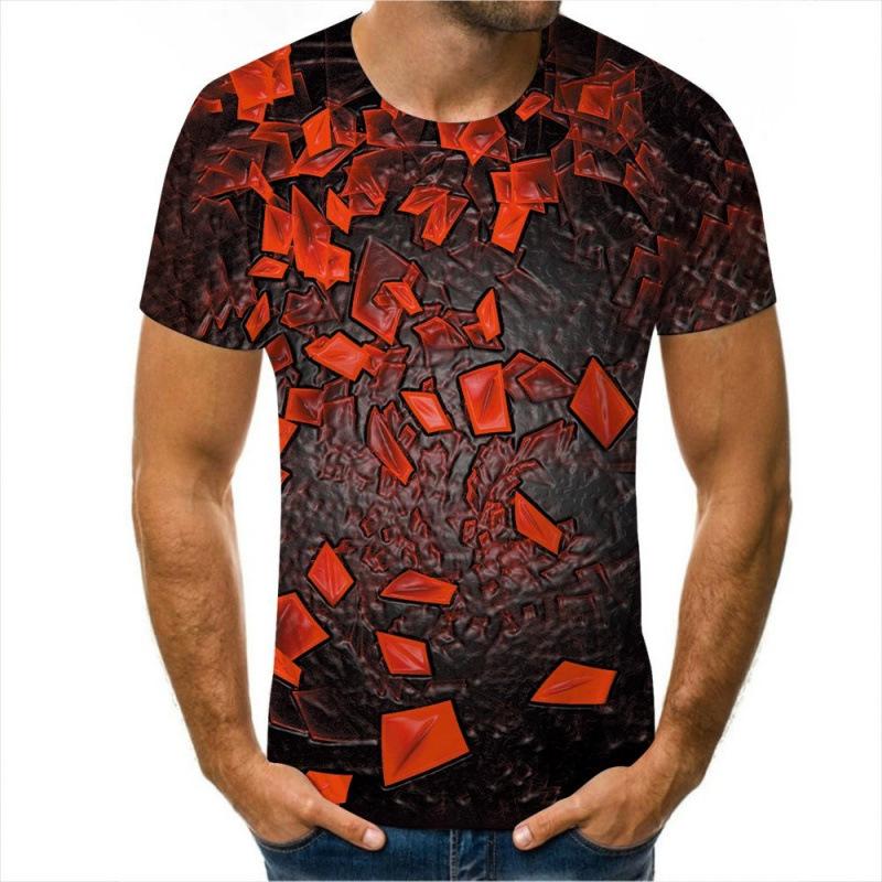 Digital Water Ice Cubes Abstract Image 3D Printed Men's Short Sleeved T-shirt Trend Shirt