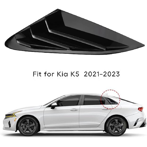 Rear Side Window Louvers Compatible For    2024 2025 2026 Kia K5 Accesories Sport Style Air Vent Cover (Glossy Black)