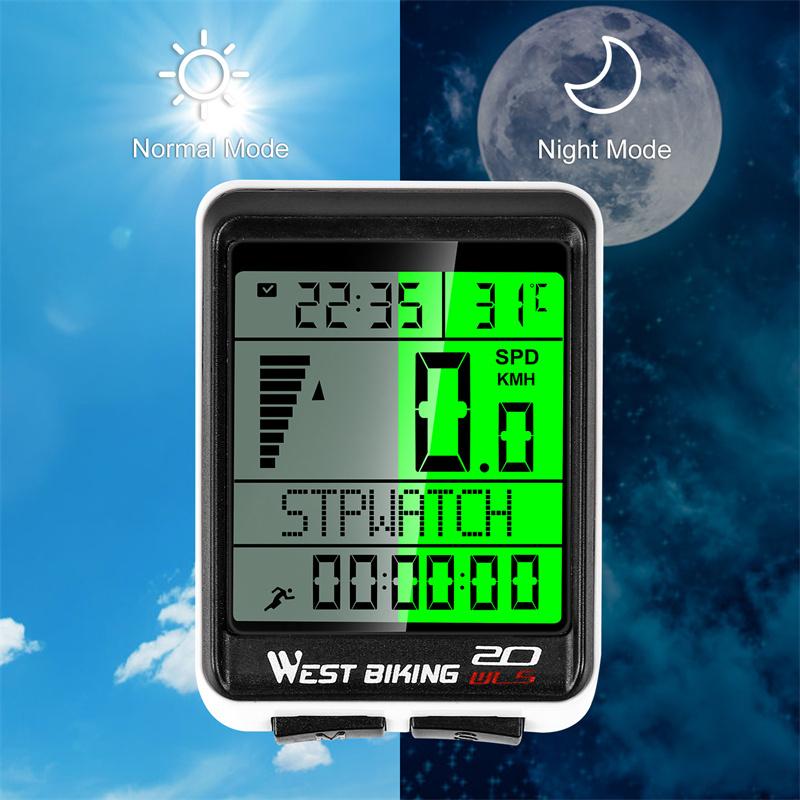 WEST BIKING 5 Sprachen Kabellos Wasserdicht Multifunktionaler Fahrradcomputer Cycling MTB Kilometerzähler Rennrad Stoppuhr Tachometer