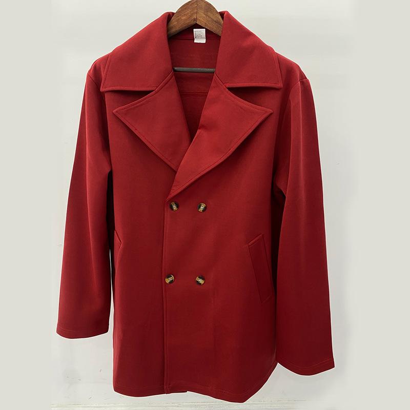 Autumn and Winter New Trench Coat Business Men's Woolen Mid-length Trench Coat Double Breasted Casual Trench Coat