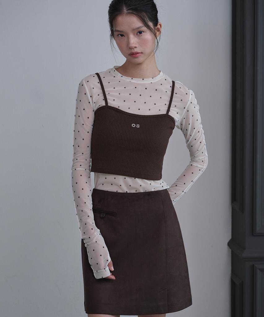 Opening Sunshine Suede Pocket Mini Skirt Dark Brown
