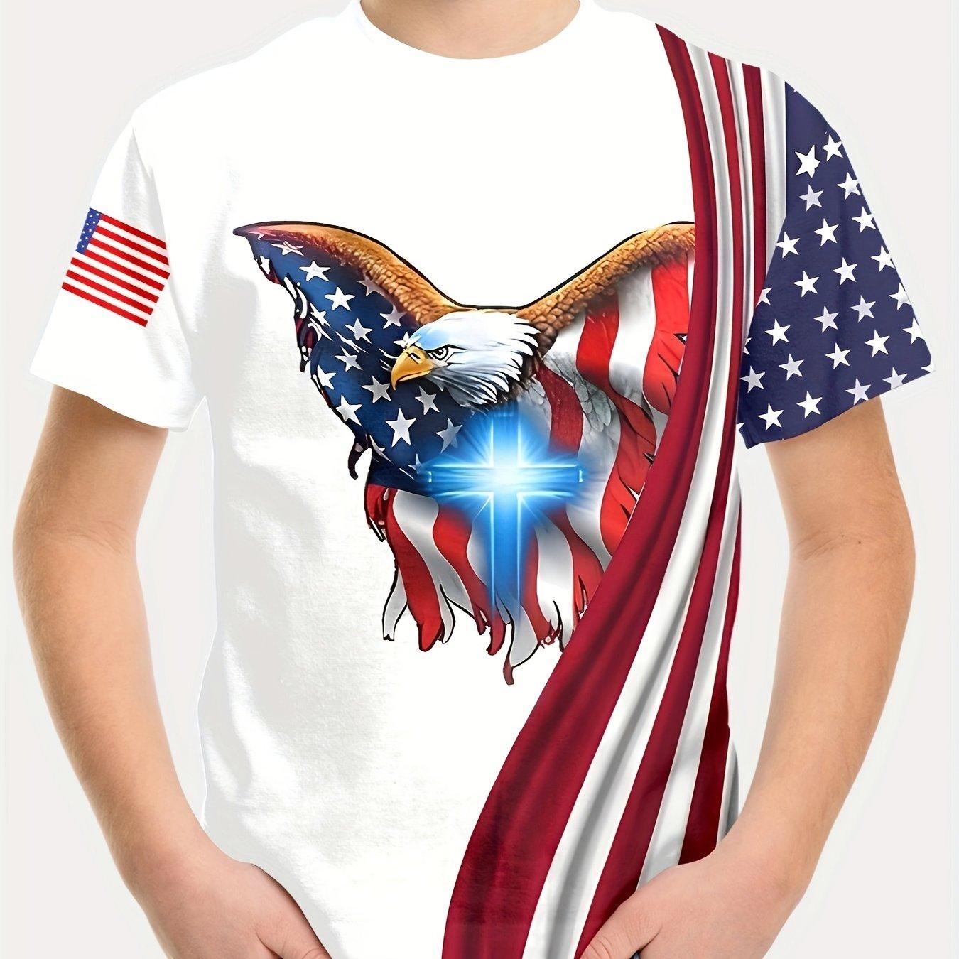 

Детская одежда Футболка для мальчиков с коротким рукавом и принтом 3D-флага Детская летняя одежда Повседневная стильная одежда с круглым вырезом для мальчиков и девочек Топы 160