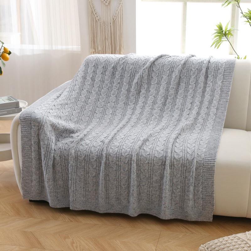 

Вязаное одеяло Летний сон Одеяло с кондиционером Одеяло Полотенце на тумбочке Одеяло Диван для ночлега в отеле 130x170cm серый