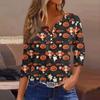 Women's T Shirt Tee Print Button  3/4 SleeveDaily Weekend Fashion Basic V- Neck Regular Top
