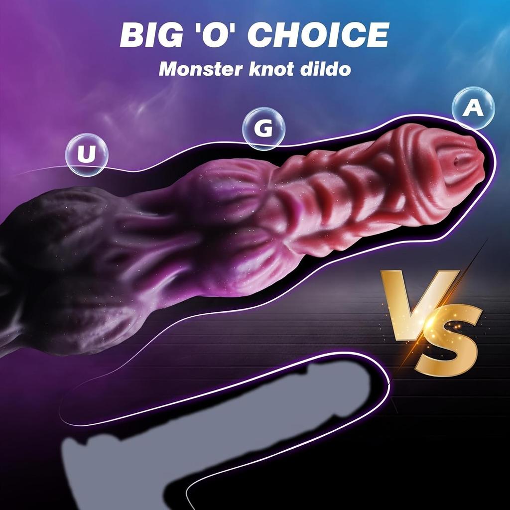 Alien Monster Knots Dildo 9.44" Fantasy Animal Dick Design,Liquid Silicone,Suction Cup,G & P Spot Stimulation,Non-Electric Adult Sex Toy for Women