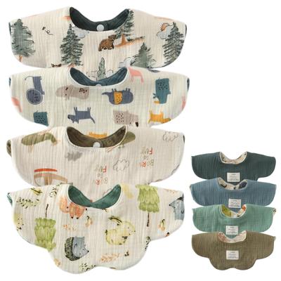 Set of 4 Baby for Girls and Stylish Newborn Solid Perfect for Baby Baby Shower Gift [GoUseGo] Double-Sided Bibs, 6-Layer Gauze, Boys, Bibs, 360°