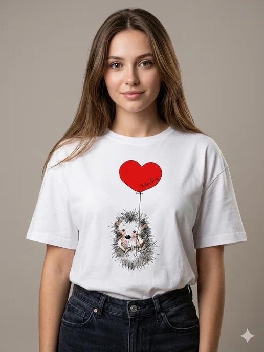 Summer T-shirt with a hedgehog print 4XL