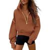 Women's Cropped Hooded Sweatshirt - Long Sleeve Half Zip Hoodie, Winter Fashion