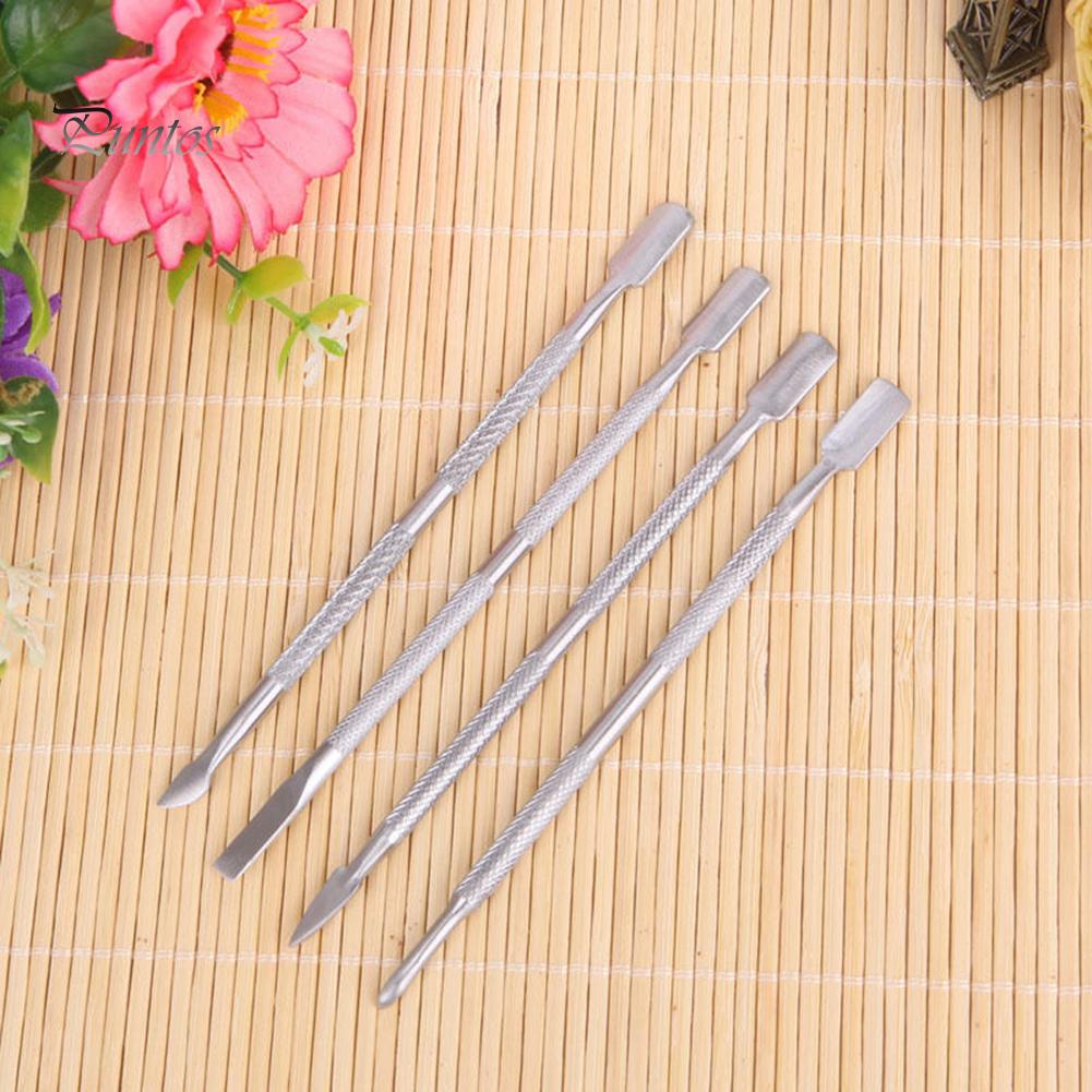 Puntos 4 Pcs Durable Stainless Steel Nail Cuticle Pusher Remover Manicure Pedicure Tool