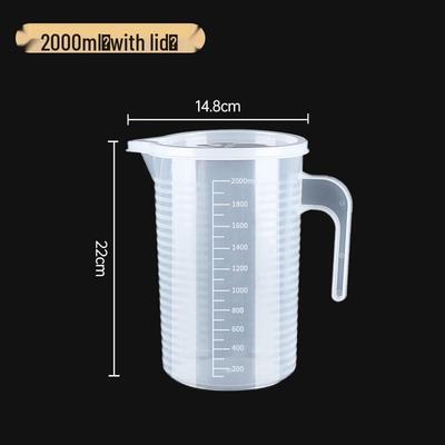 Bingyue 2000ml Messbecher aus lebensmittelechtem Kunststoff mit Deckel