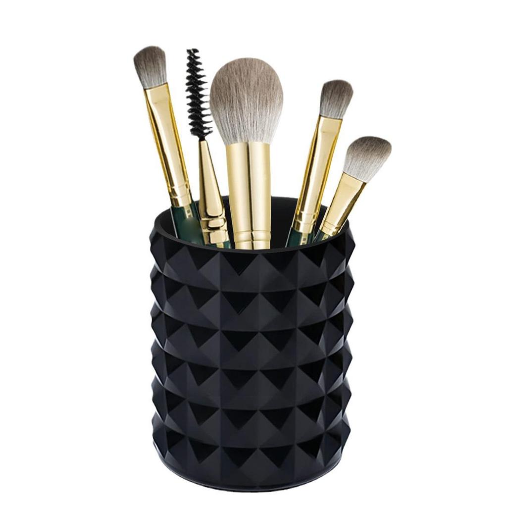 Diamond Pattern Transparent Acrylic Makeup Brush Holder for Vanity Table