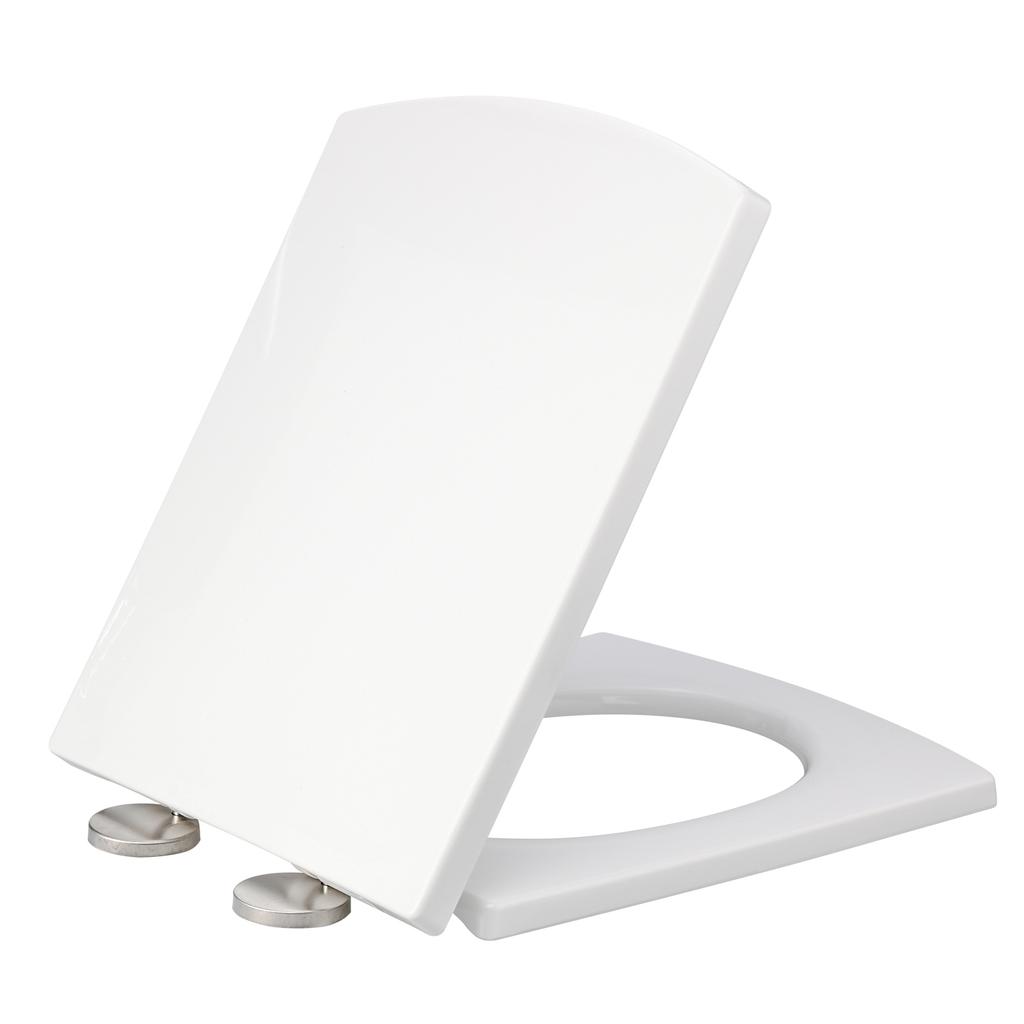 Square Toilet Seat PP Thick Quiet Close Toilet Lid Modern Bathroom Accessory for Home Comfort