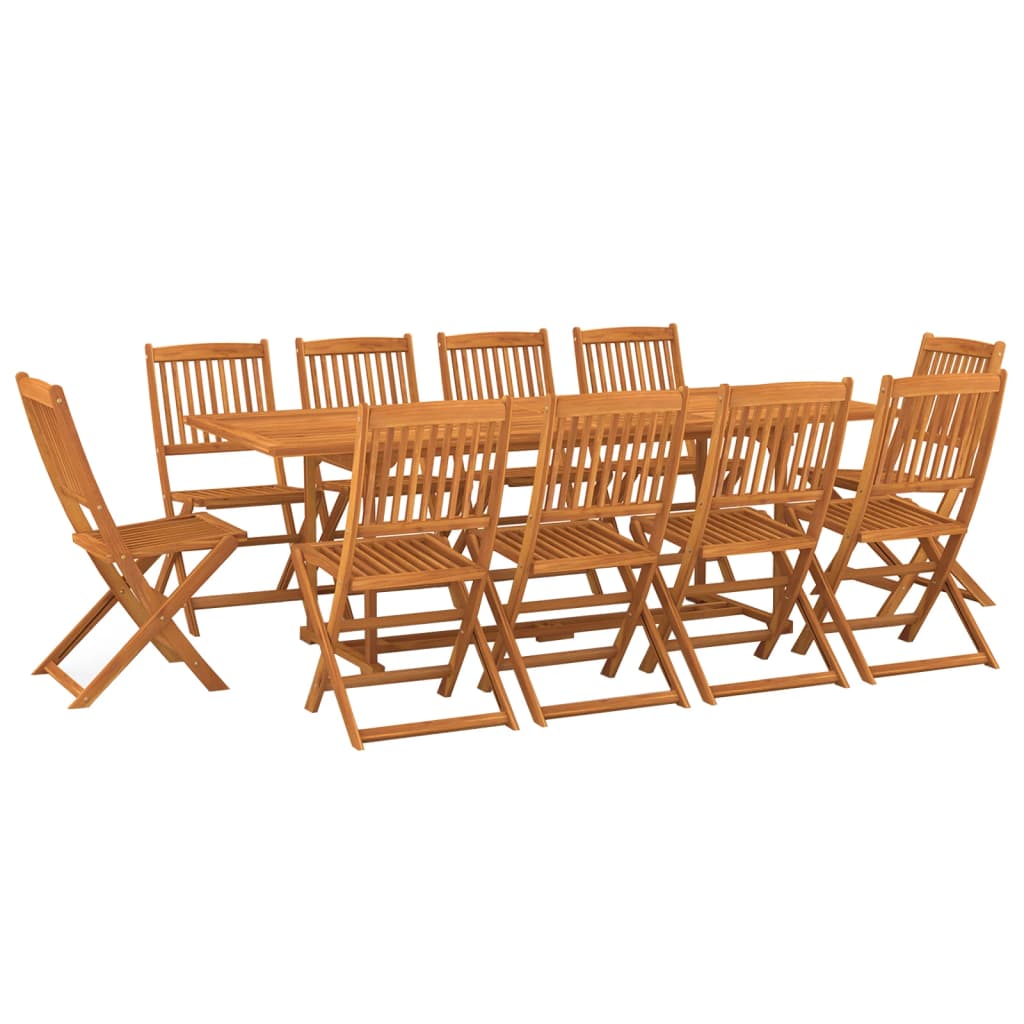 11 Piece Garden Dining Set 220 x 90 x 75 cm Solid Acacia Wood