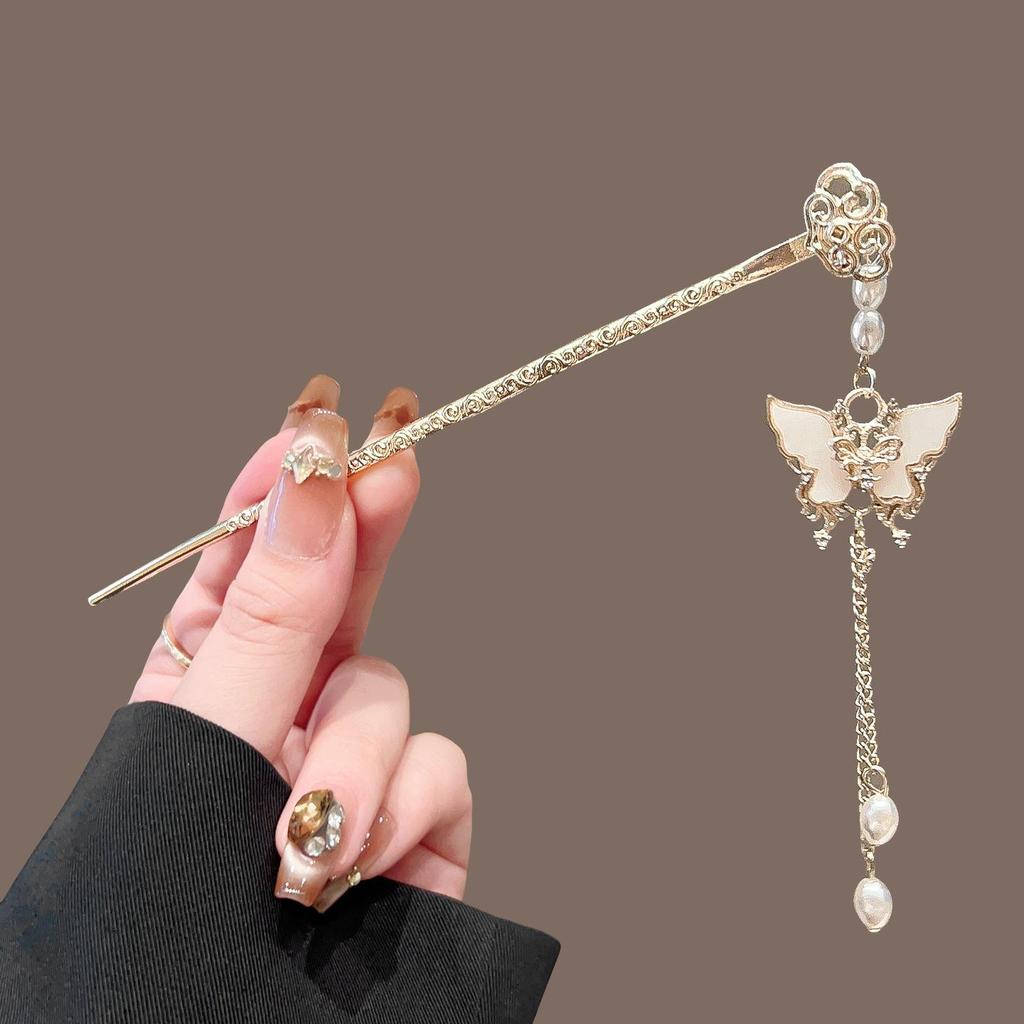 Ancient Hanfu Style Pearl Tassel Lily of the Valley Hairpin for Women