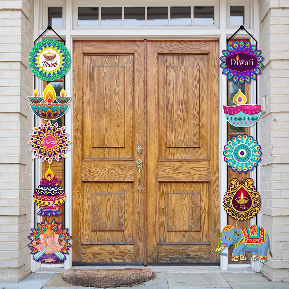 Diwali Festival Decor Creative Elephant Couplet Paper Door Hanging Set Banner