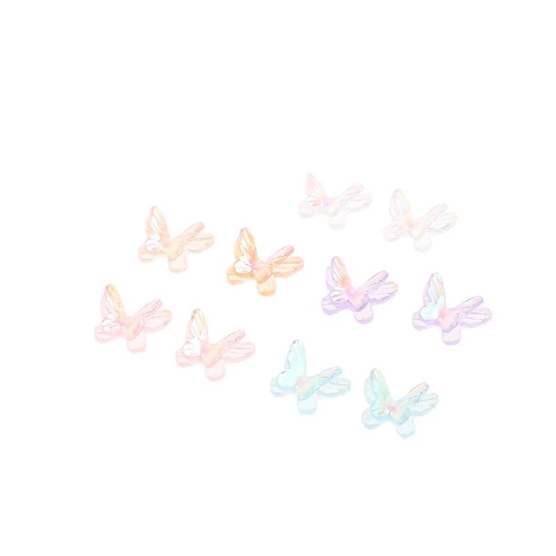 20 szt. Aurora Brokatowe Kolorowe Motyle Ozdoby do Paznokci DIY Żywica Naklejki Manicure