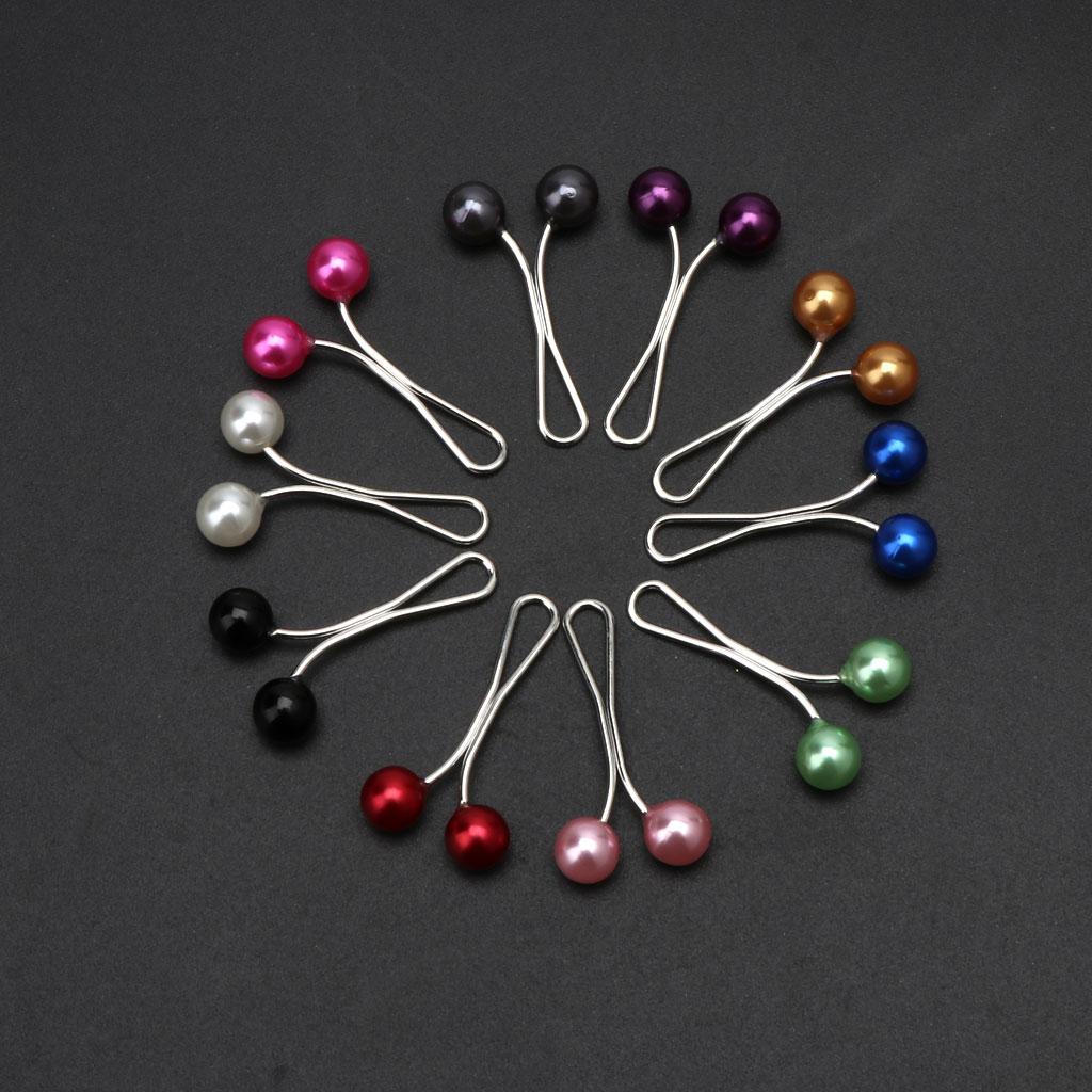 24PCS Muslim Hijab U-pin Pearl Clips Islamic Women Scarf Pin Fashion Accessories