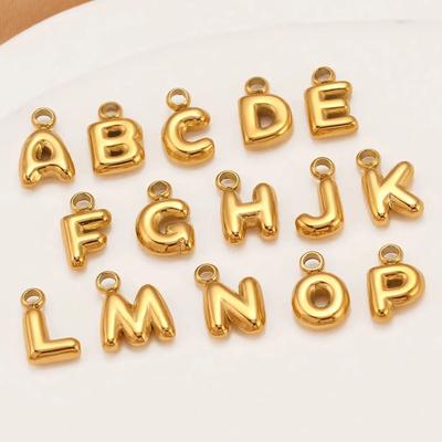 3 Stuks/Partij Mini Ballon Alfabet Initiaal Bedels voor Ketting Armband Maken Roestvrij Staal Kleine Bubbel Engelse Letter Hangers