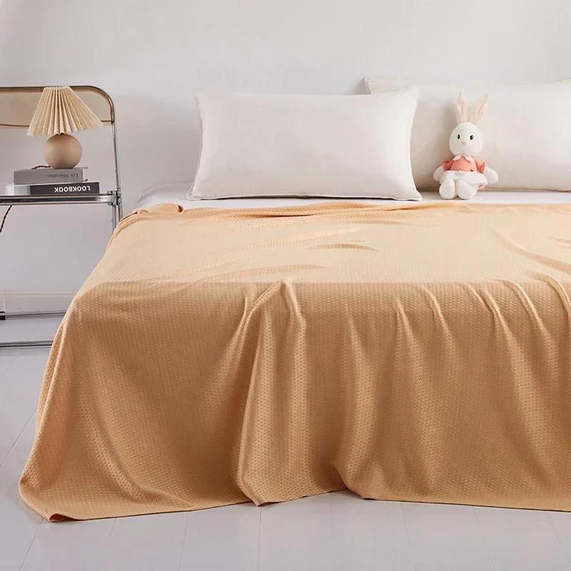 100% Bamboo Fiber Summer Blanket Pure Natural Plant Cooling Quilt Air Condition Comforter Thin Diamond Grid Lightweight Duvet
