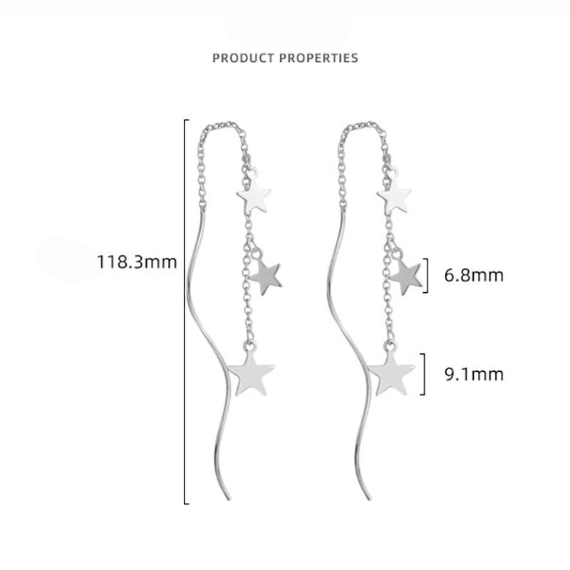 925 Sterling Silver Star Long Tassel Earrings Wave Chain Earring For Women Fashion Jewelry Gifts Wholesale S-E950