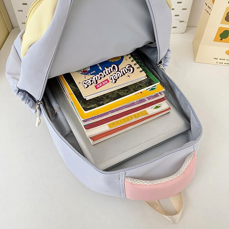 Schoolbag new high-value Mori ins fresh and sweet contrasting color splicing backpack junior high school students lightweight travel backpack