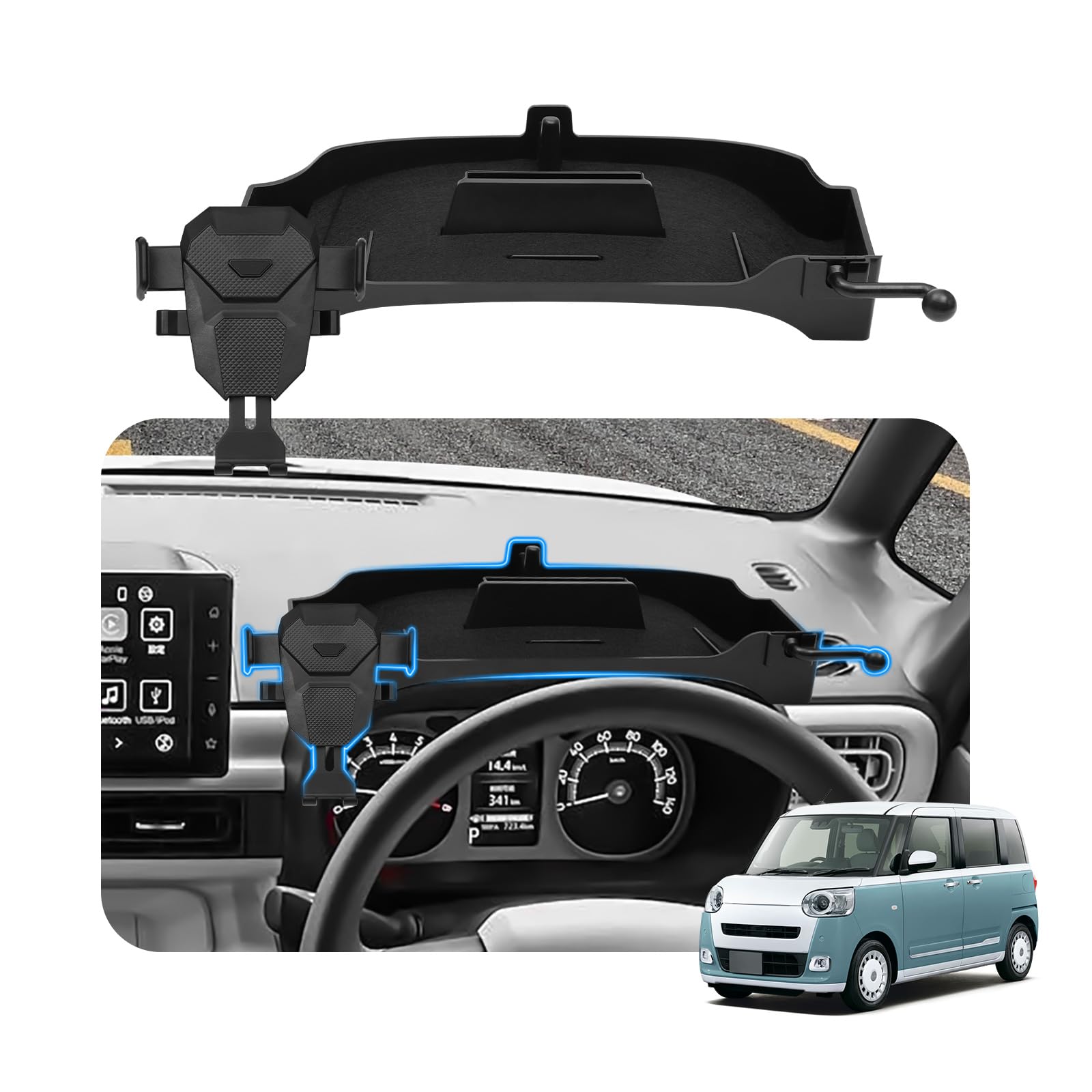 

for Daihatsu Move Canvas Dashboard Car Custom Gauge Hood Tray with Cell Phone Dashboard Storage Case for Additional Interior Utilizes Interior чёрный